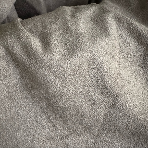 ZARA Faux Suede Side Slits Ruffle Strappy Mini Slip Dress in Stone Gray - Picture 6 of 7